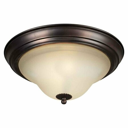 FORTE Two Light Antique Bronze Shaded Umber Glass Bowl Flush Mount 2530-02-32